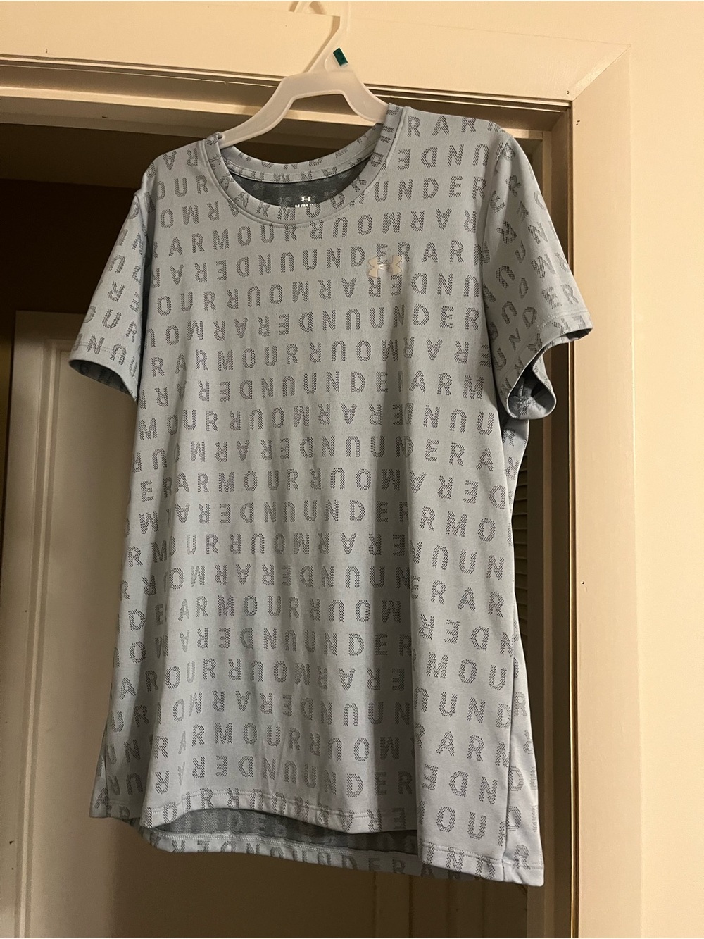 Under Armour Pale Blue Repeating Logo Athletic Tee
